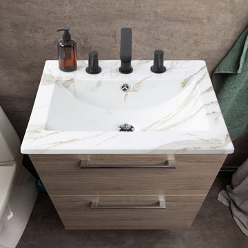 Ancillary 3-Hole 20 in. W x 18.25 in. D Classic Contemporary Rectangular Ceramic Single Sink Basin Vanity Top - JONATHAN Y
